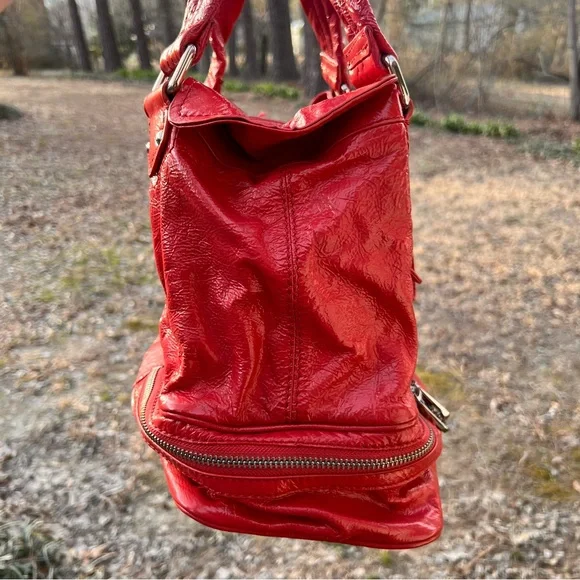 Marc Jacobs Pink Patent Leather Super K Tote Bag Purse Slouchy Y2K Bottom Zip